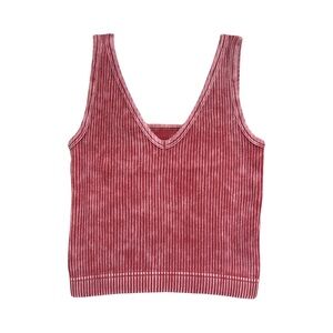 Zenana Outfitters Rusty Red Ribbed Reversible V-Neck Tank or Square Neck Top